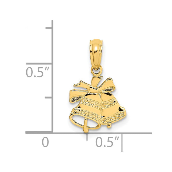 14KT Gold Polished Christmas Bells Charm Pendant. Chain not Included.
