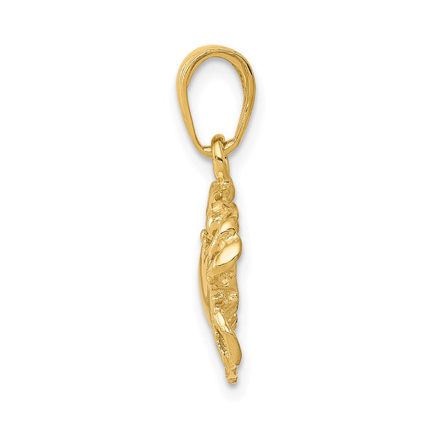 14KT Yellow Gold 19X12MM Crab Pendant. Chain Not Included