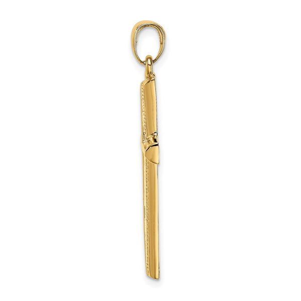 14KT Yellow Gold 40X20MM Cross Pendant. Chain Not Included