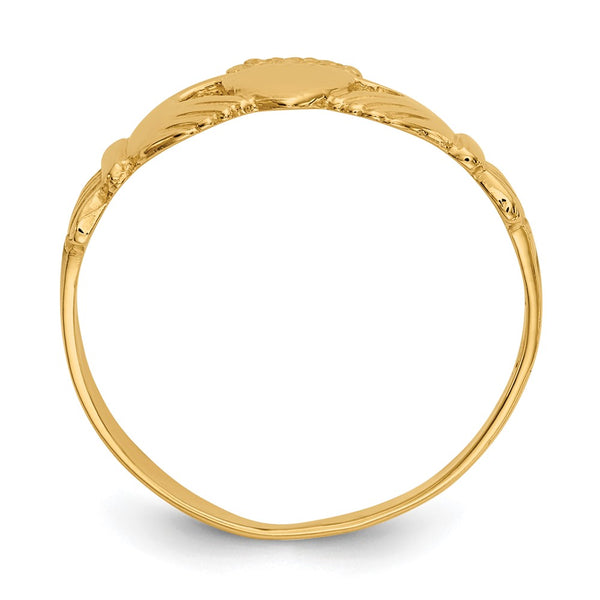 14KT Yellow Gold 6MM Claddagh Ring. Size 7