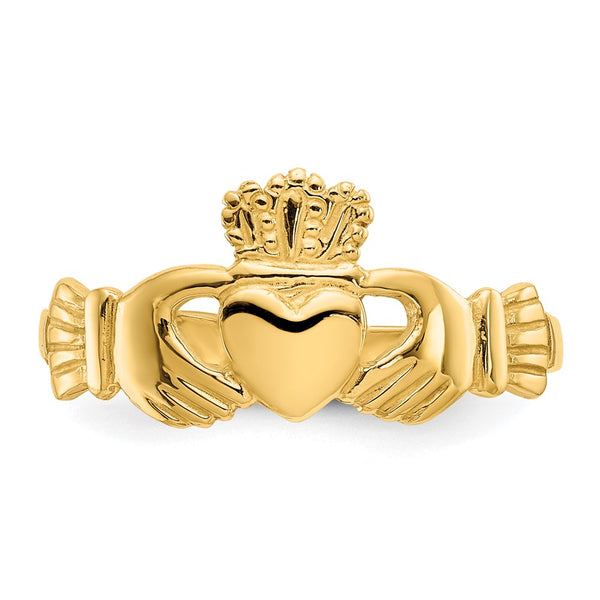 14KT Yellow Gold 6MM Claddagh Ring. Size 7