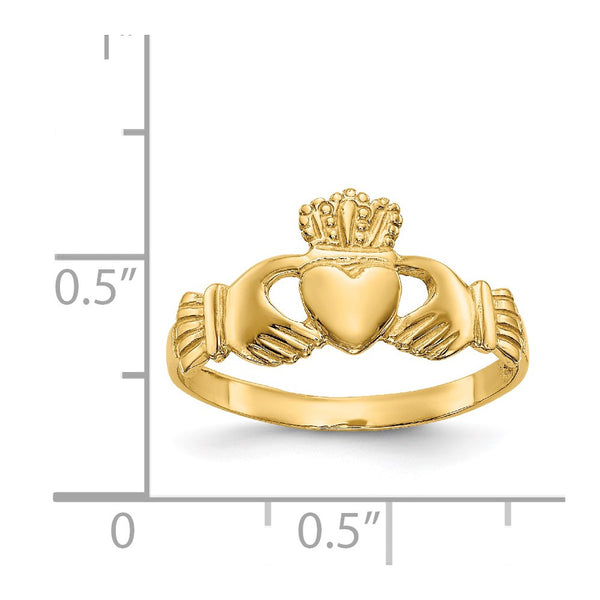 14KT Yellow Gold 6MM Claddagh Ring. Size 7
