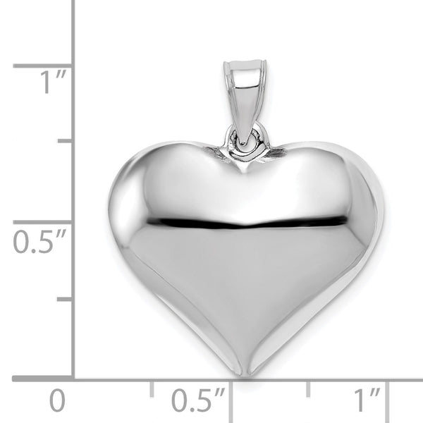 14KT White Gold 26X21MM Heart Pendant. Chain Not Included
