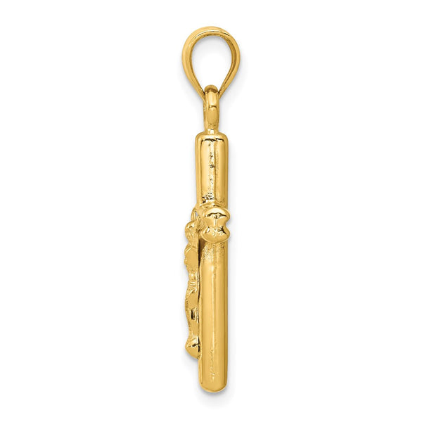 14KT Gold Hollow Crucifix Pendant. Chain not Included