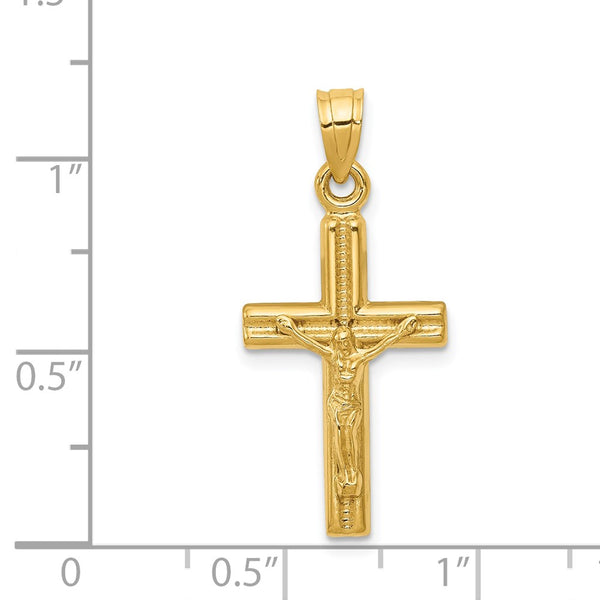 14KT Gold Hollow Crucifix Pendant. Chain not Included