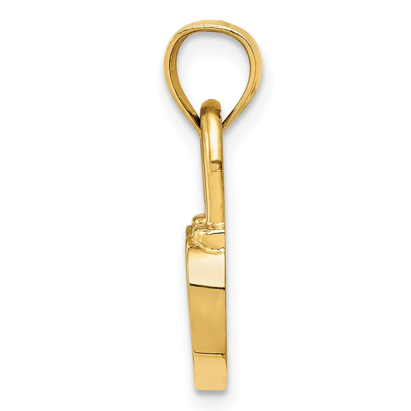 14KT Yellow Gold 21X11MM Heart Lock Pendant. Chain Not Included