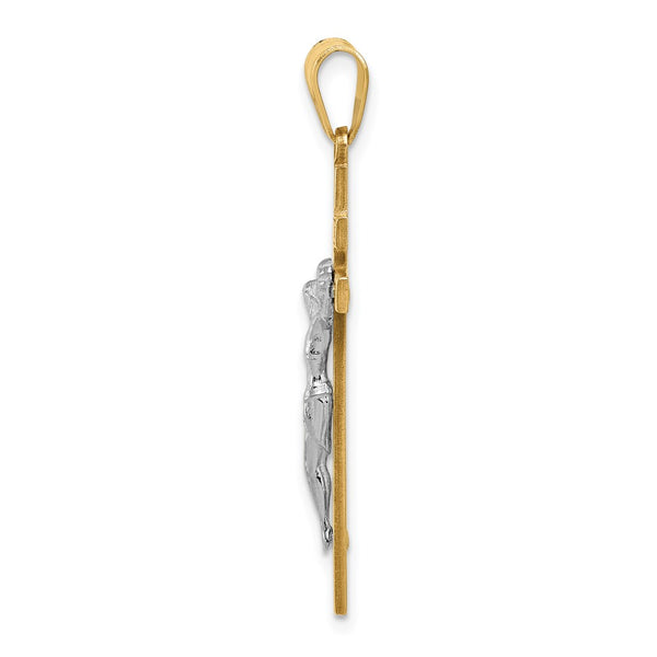 14KT Gold Two-tone INRI Crucifix Pendant. Chain not Included