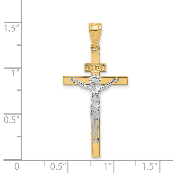 14KT Gold Two-tone INRI Crucifix Pendant. Chain not Included
