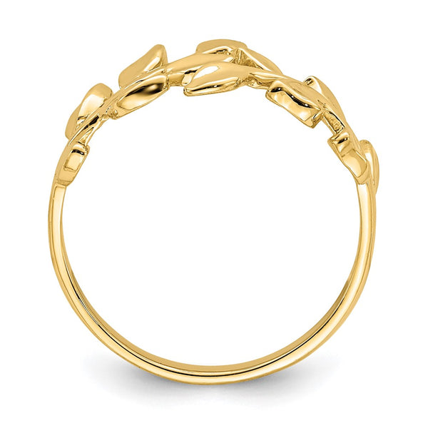 14KT Yellow Gold Leaf Ring. Size 7