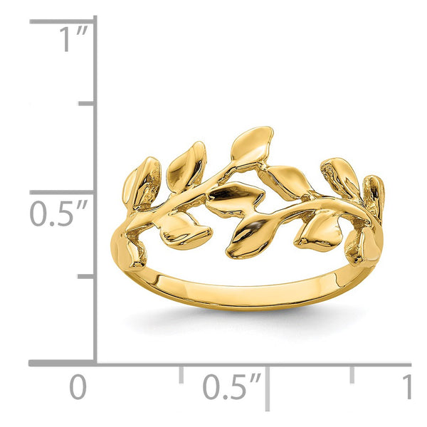 14KT Yellow Gold Leaf Ring. Size 7