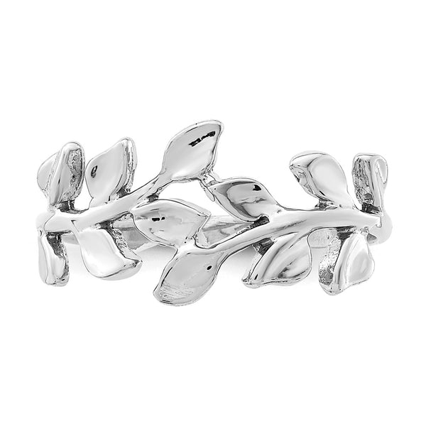 14KT White Gold Leaf Ring. Size 7