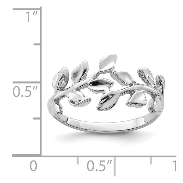 14KT White Gold Leaf Ring. Size 7