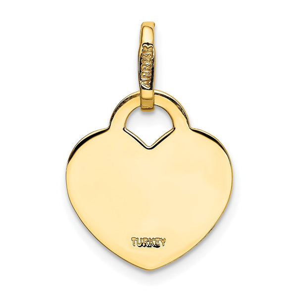 Engravable 14KT Yellow Gold Heart Pendant. Chain Not Included
