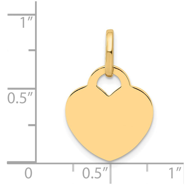 Engravable 14KT Yellow Gold Heart Pendant. Chain Not Included