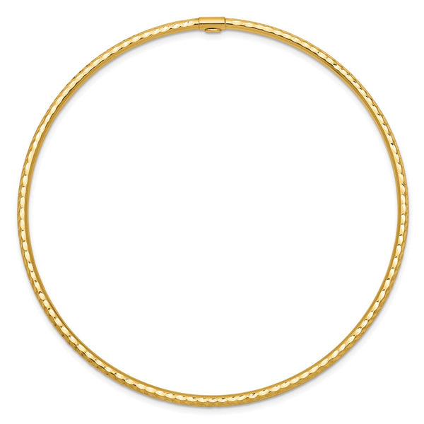 14KT Yellow Gold 2MM Diamond-cut Bangle Slip-On Bracelet