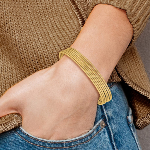 14KT Yellow Gold 8-inch 1MM Bangle Seminario Bracelet
