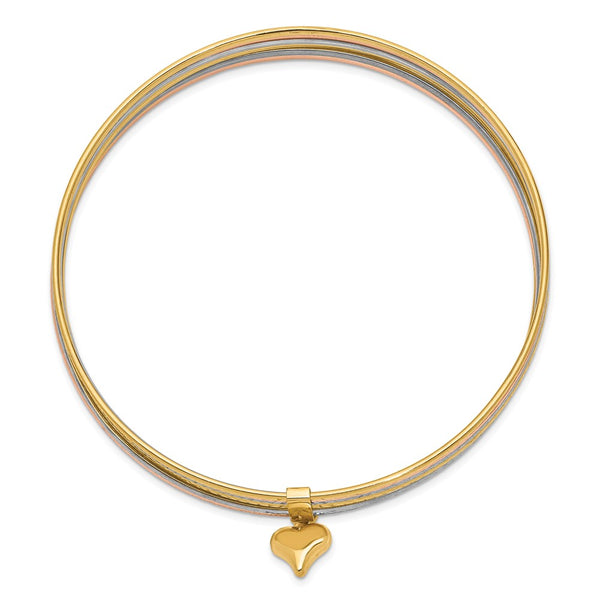 14KT Gold Tri-Color 8-inch 1MM Bangle Seminario Bracelet