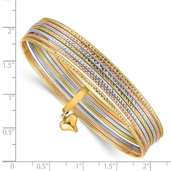 14KT Gold Tri-Color 8-inch 1MM Bangle Seminario Bracelet