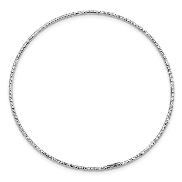 14KT White Gold 8-inch 1.5MM Diamond-cut Bangle Slip-On Bracelet