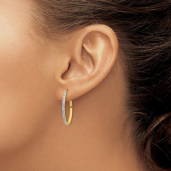 Natural Diamond Fascination Hinged Natural Diamond Accent Hoop Earrings in 14KT Yellow Gold