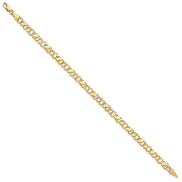 14KT Yellow Gold 8-inch 4MM Heart Charm Pendant. Chain not Included. Bracelet
