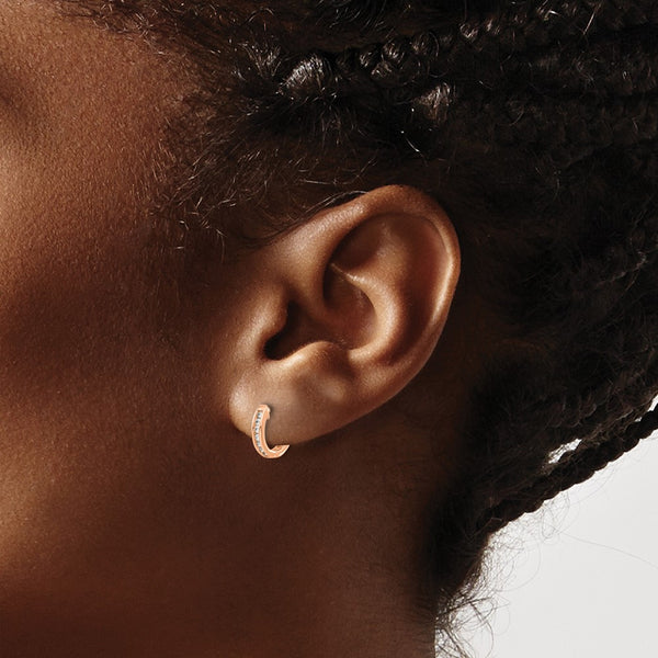1/10 CTW Natural Diamond Hoop Earrings in 14KT Rose Gold