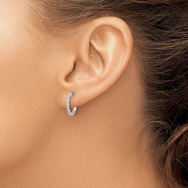 1/3 CTW Natural Diamond Hoop Earrings in 14KT White Gold