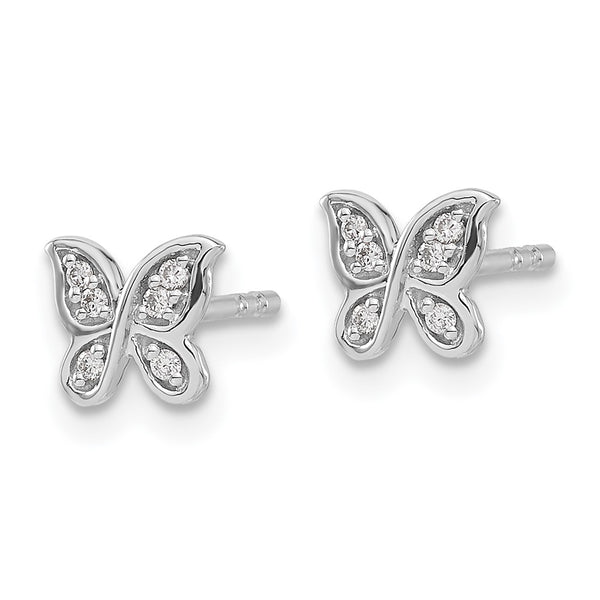 1/20 CTW Natural Diamond Butterfly Stud Earrings in 14KT White Gold