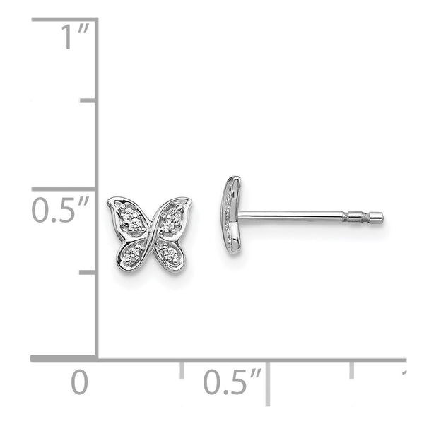 1/20 CTW Natural Diamond Butterfly Stud Earrings in 14KT White Gold