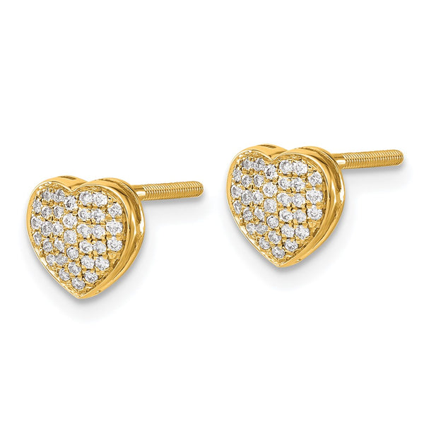 1/5 CTW Natural Diamond Heart Stud Earrings in 14KT Yellow Gold