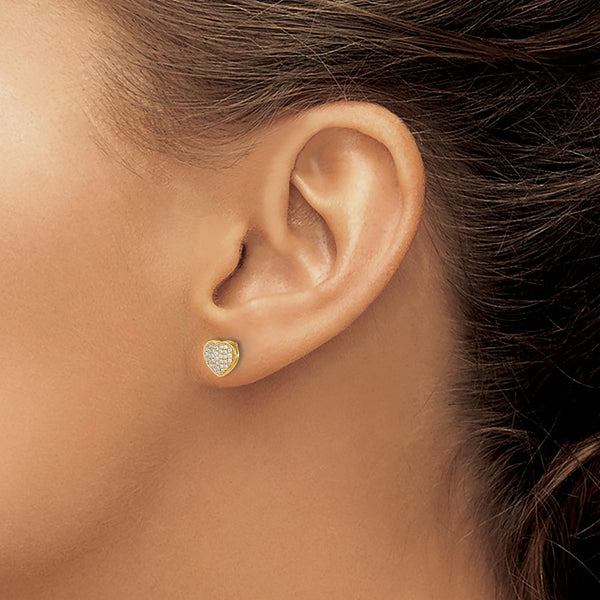 1/5 CTW Natural Diamond Heart Stud Earrings in 14KT Yellow Gold