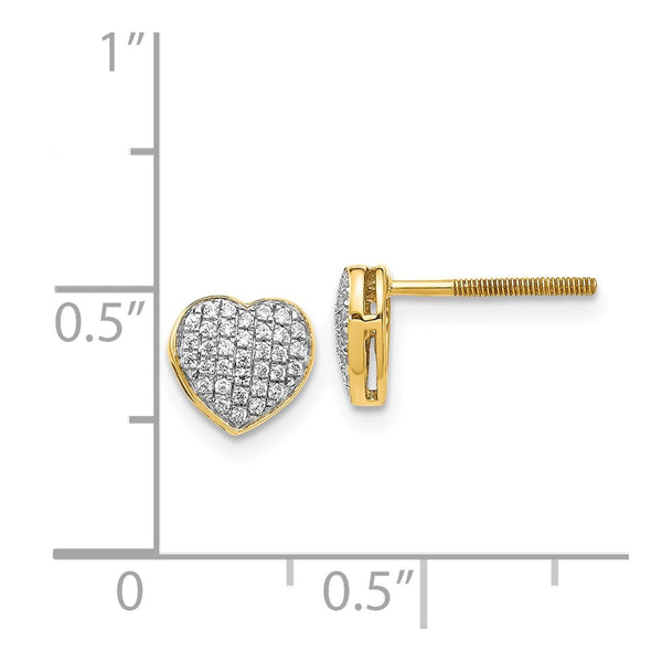 1/5 CTW Natural Diamond Heart Stud Earrings in 14KT Yellow Gold