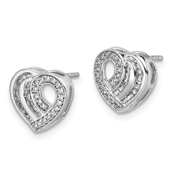 1/5 CTW Natural Diamond Heart Stud Earrings in 14KT White Gold
