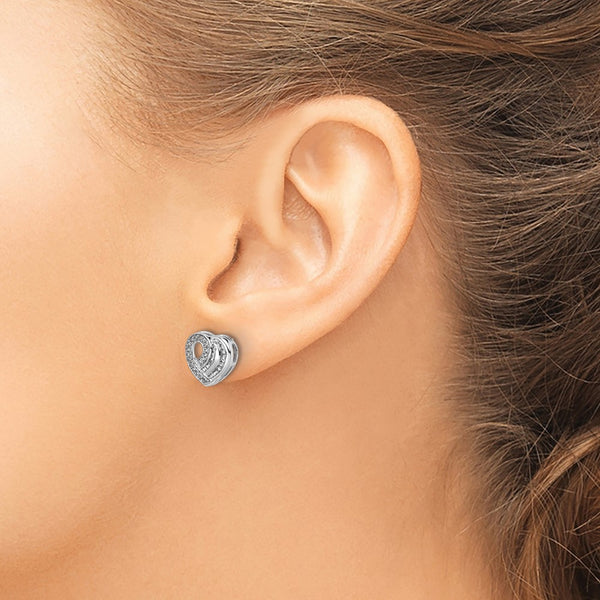1/5 CTW Natural Diamond Heart Stud Earrings in 14KT White Gold