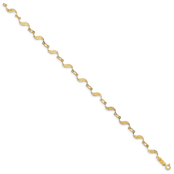 14KT Yellow Gold 7.5-inch 5MM Fancy Diamond-cut Bracelet