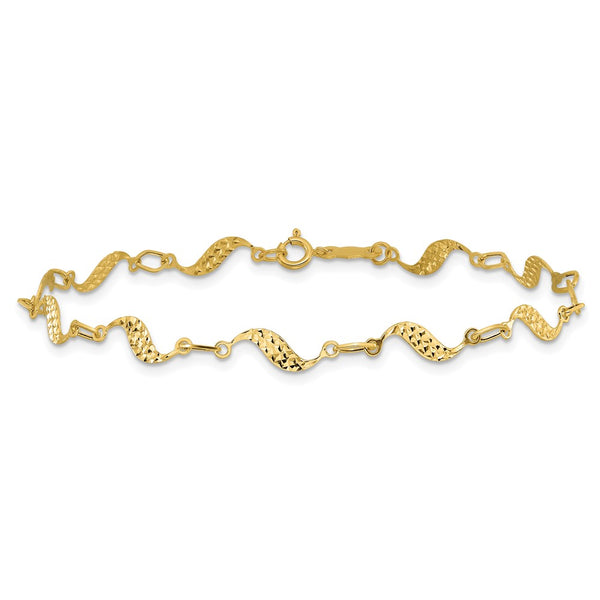 14KT Yellow Gold 7.5-inch 5MM Fancy Diamond-cut Bracelet