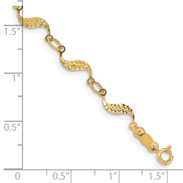 14KT Yellow Gold 7.5-inch 5MM Fancy Diamond-cut Bracelet