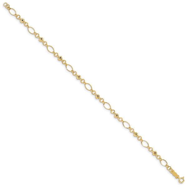 14KT Yellow Gold 7.5-inch 3MM Fancy Diamond-cut Bracelet