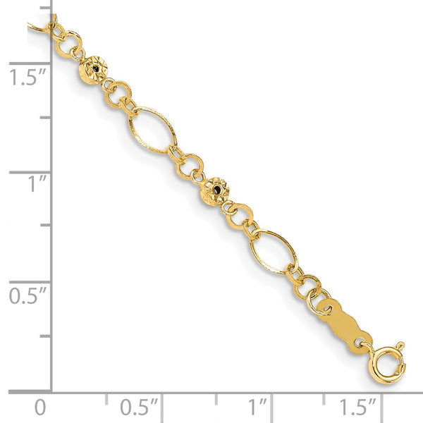 14KT Yellow Gold 7.5-inch 3MM Fancy Diamond-cut Bracelet