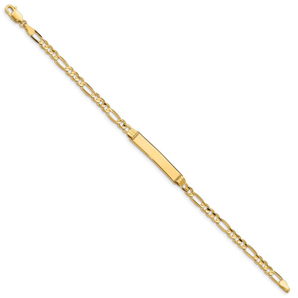 14KT Yellow Gold 7-inch 4.8MM Lobster Clasp Figaro ID Bracelet