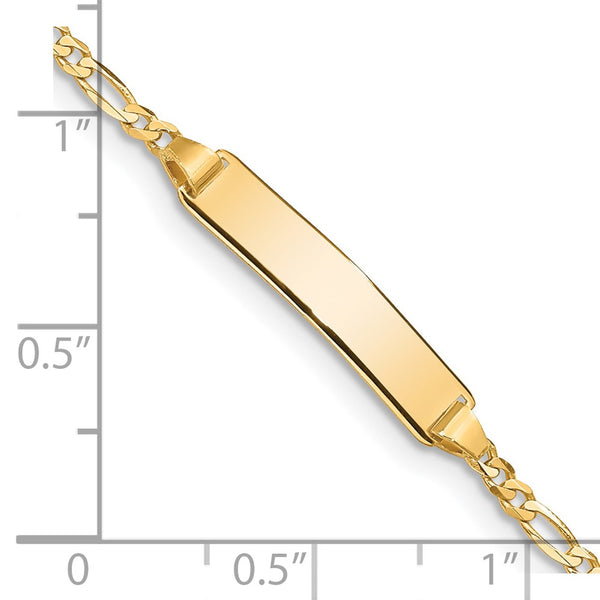 14KT Yellow Gold 6-inch 5MM Childrens Lobster Clasp Figaro ID Bracelet