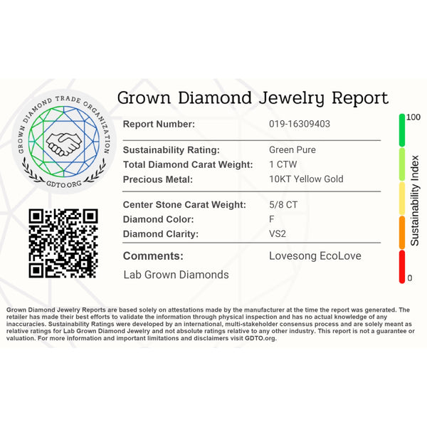 EcoLove Green Pure 1 CTW Lab Grown Diamond Bridal Set in 10KT Yellow Gold