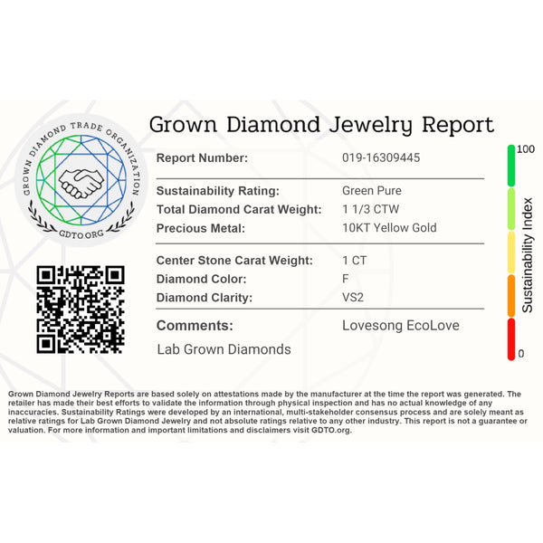 EcoLove Green Pure 1-1/3 CTW Lab Grown Diamond Bridal Set in 10KT Gold