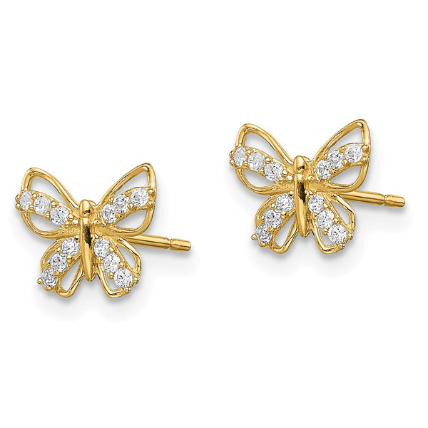14KT Yellow Gold Childrens Butterfly Stud Earrings