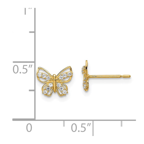 14KT Yellow Gold Childrens Butterfly Stud Earrings