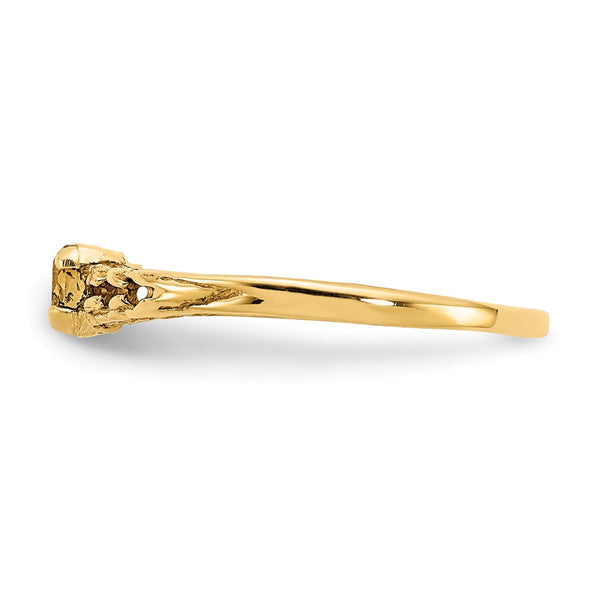 14KT Yellow Gold 3MM Round Citrine Birthstone Baby Ring. Size 3