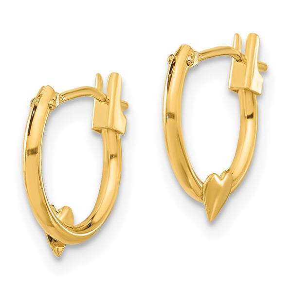 14KT Yellow Gold 9MM Childrens Heart Hoop Earrings