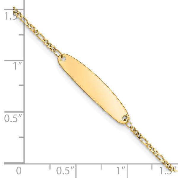 14KT Yellow Gold 6-inch 4MM Childrens Figaro ID Bracelet