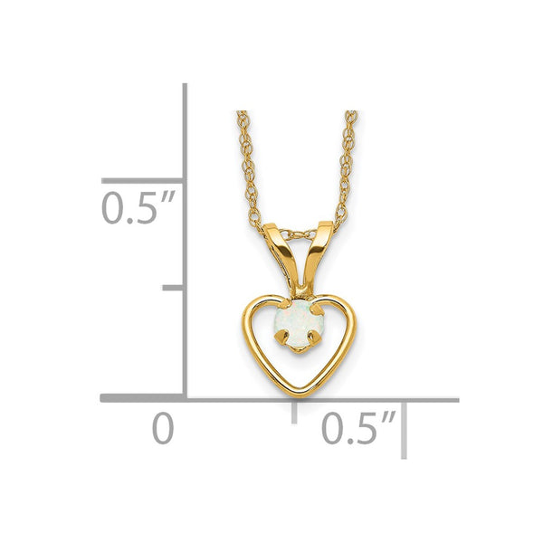 14KT Yellow Gold 3MM Round Opal 15-inch Childrens Birthstone Pendant
