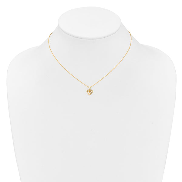 14KT Yellow Gold 3MM Round Citrine 15-inch Childrens Birthstone Pendant